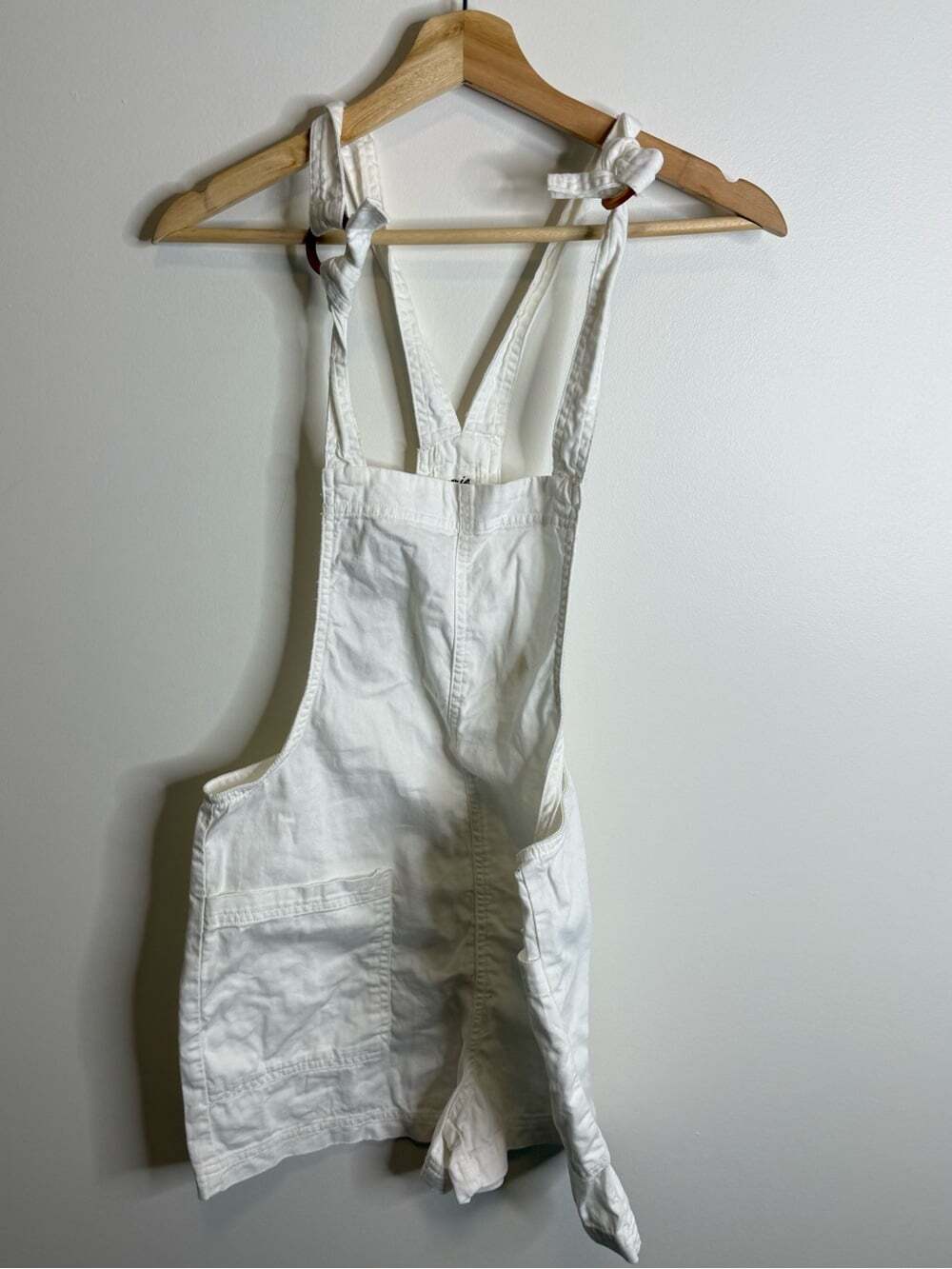 aerie White Cotton Overalls with Knot Straps size xs shorts